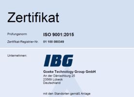 IBG - Successfully certified according to DIN EN ISO 9001:2015
